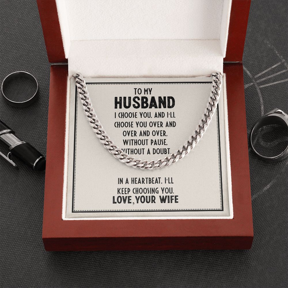 Husband Gift Necklace, Birthday Gift Necklace, Cuban Chain Necklace For Husband, Anniversary Gift Necklace, Gift From Wife