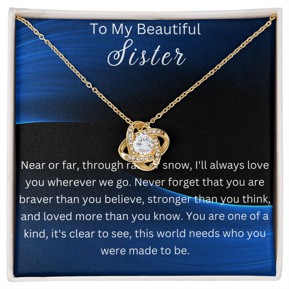 To My sister Gift Necklace, Birthday Gift necklace for Sister, Gift From Brother, Gift For Sister, Love Knot Gift Necklace, Graduation Gift Necklace
