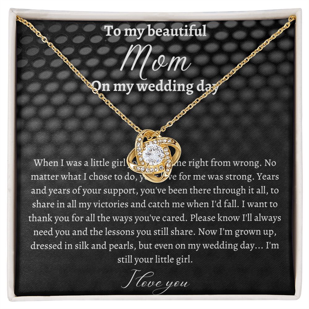 To My Mom On My Wedding Day, Gift From Bride, Gift From Daughter, Wedding Day Gift Necklace For Mom, Love Knot Necklace
