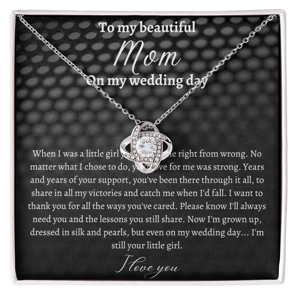 To My Mom On My Wedding Day, Gift From Bride, Gift From Daughter, Wedding Day Gift Necklace For Mom, Love Knot Necklace