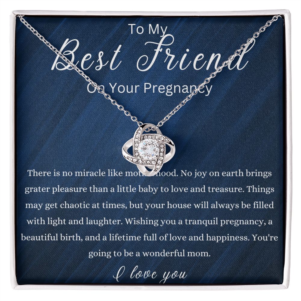 Best Friend Baby Shower Gift, Best Friend Pregnancy Gift, Pregnant Friend Gift Necklace, Love Knot Gift Necklace, BFF Baby Shower Party Gift