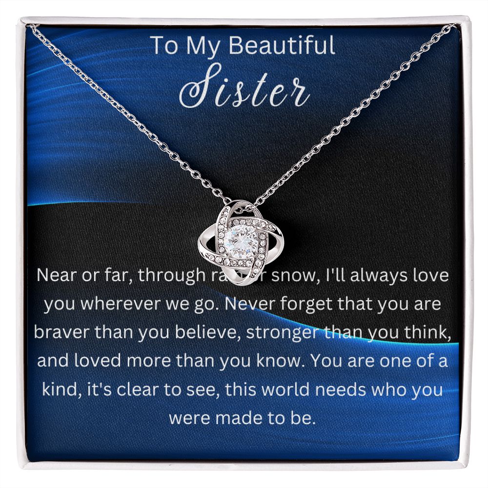To My sister Gift Necklace, Birthday Gift necklace for Sister, Gift From Brother, Gift For Sister, Love Knot Gift Necklace, Graduation Gift Necklace