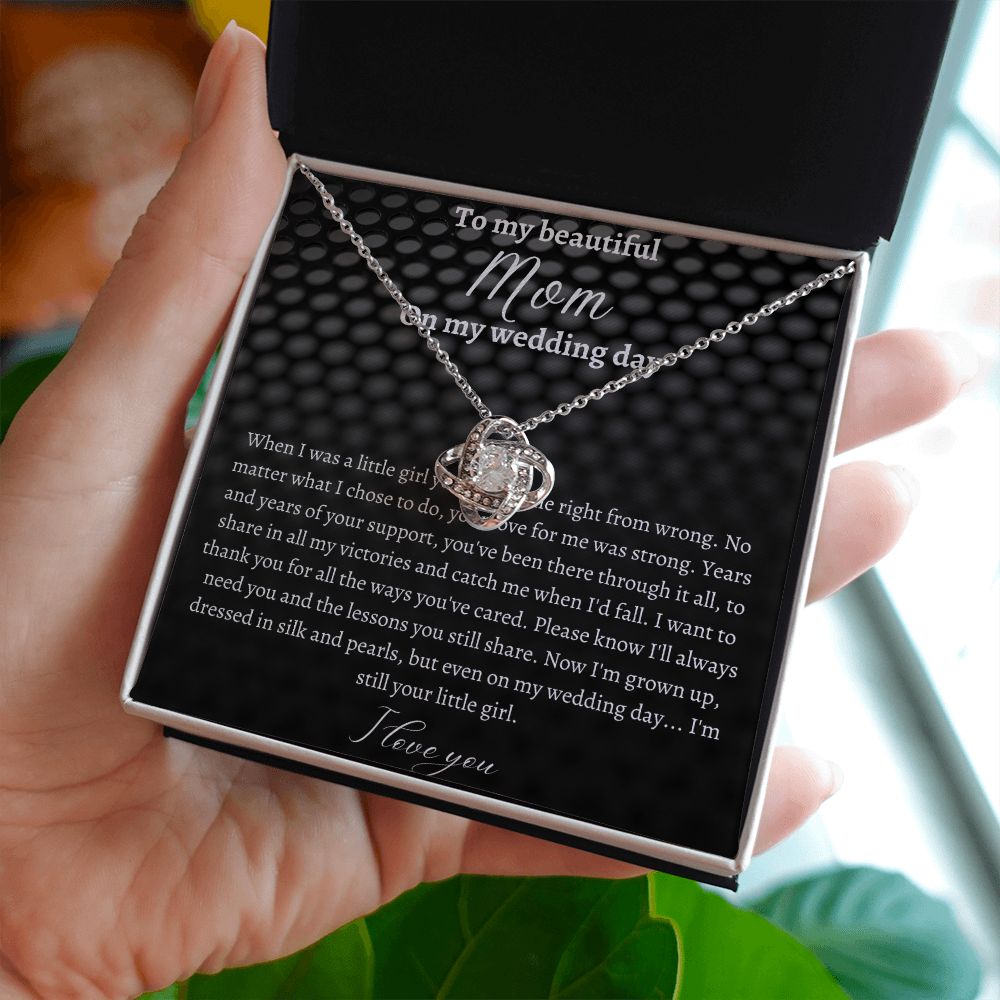 To My Mom On My Wedding Day, Gift From Bride, Gift From Daughter, Wedding Day Gift Necklace For Mom, Love Knot Necklace