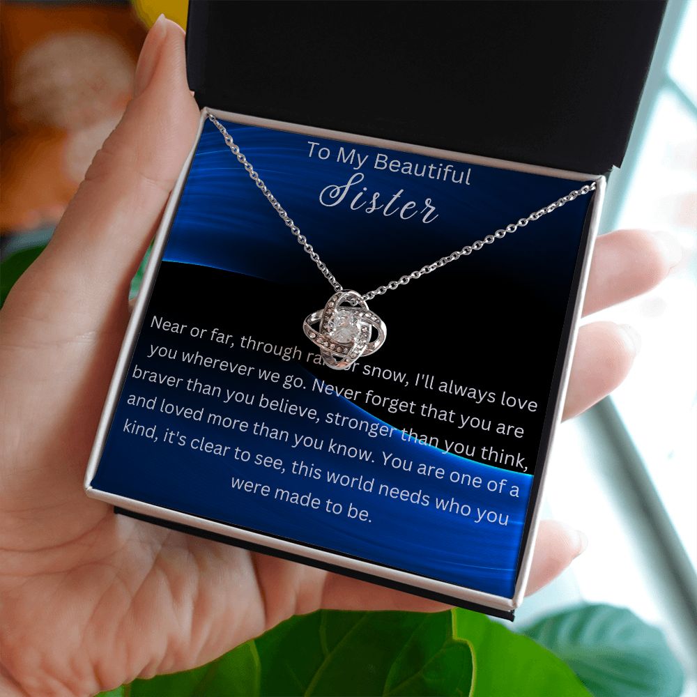 To My sister Gift Necklace, Birthday Gift necklace for Sister, Gift From Brother, Gift For Sister, Love Knot Gift Necklace, Graduation Gift Necklace