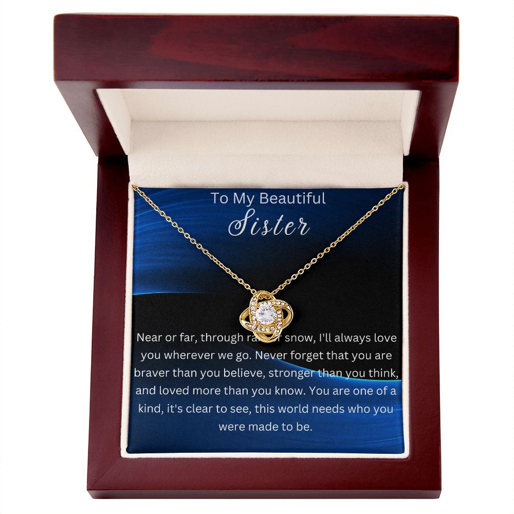 To My sister Gift Necklace, Birthday Gift necklace for Sister, Gift From Brother, Gift For Sister, Love Knot Gift Necklace, Graduation Gift Necklace