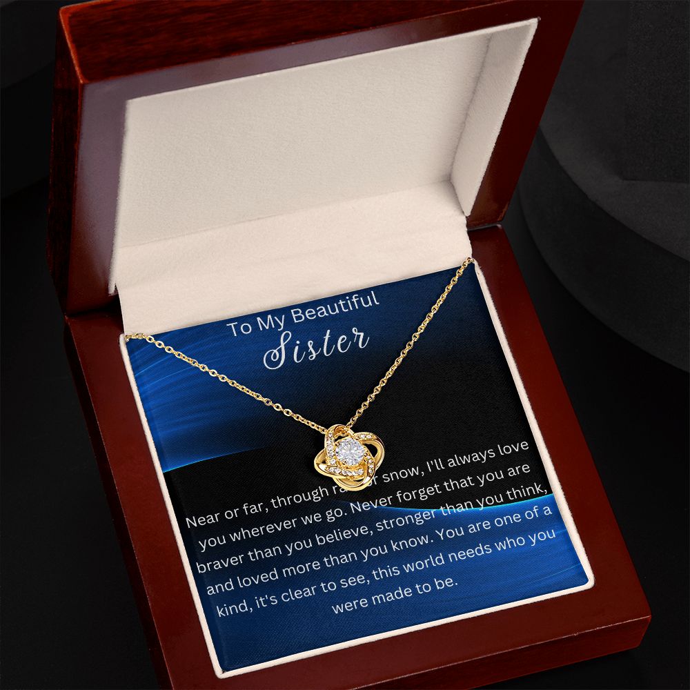 To My sister Gift Necklace, Birthday Gift necklace for Sister, Gift From Brother, Gift For Sister, Love Knot Gift Necklace, Graduation Gift Necklace