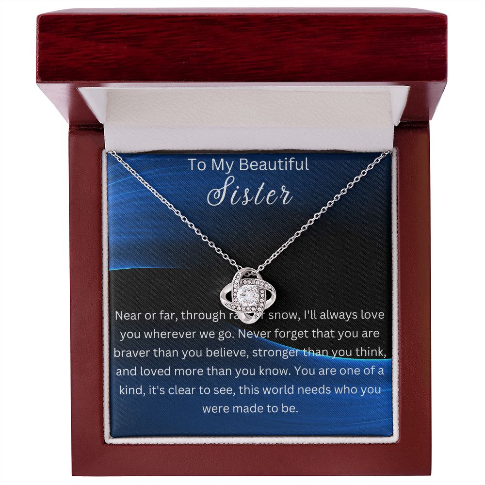 To My sister Gift Necklace, Birthday Gift necklace for Sister, Gift From Brother, Gift For Sister, Love Knot Gift Necklace, Graduation Gift Necklace