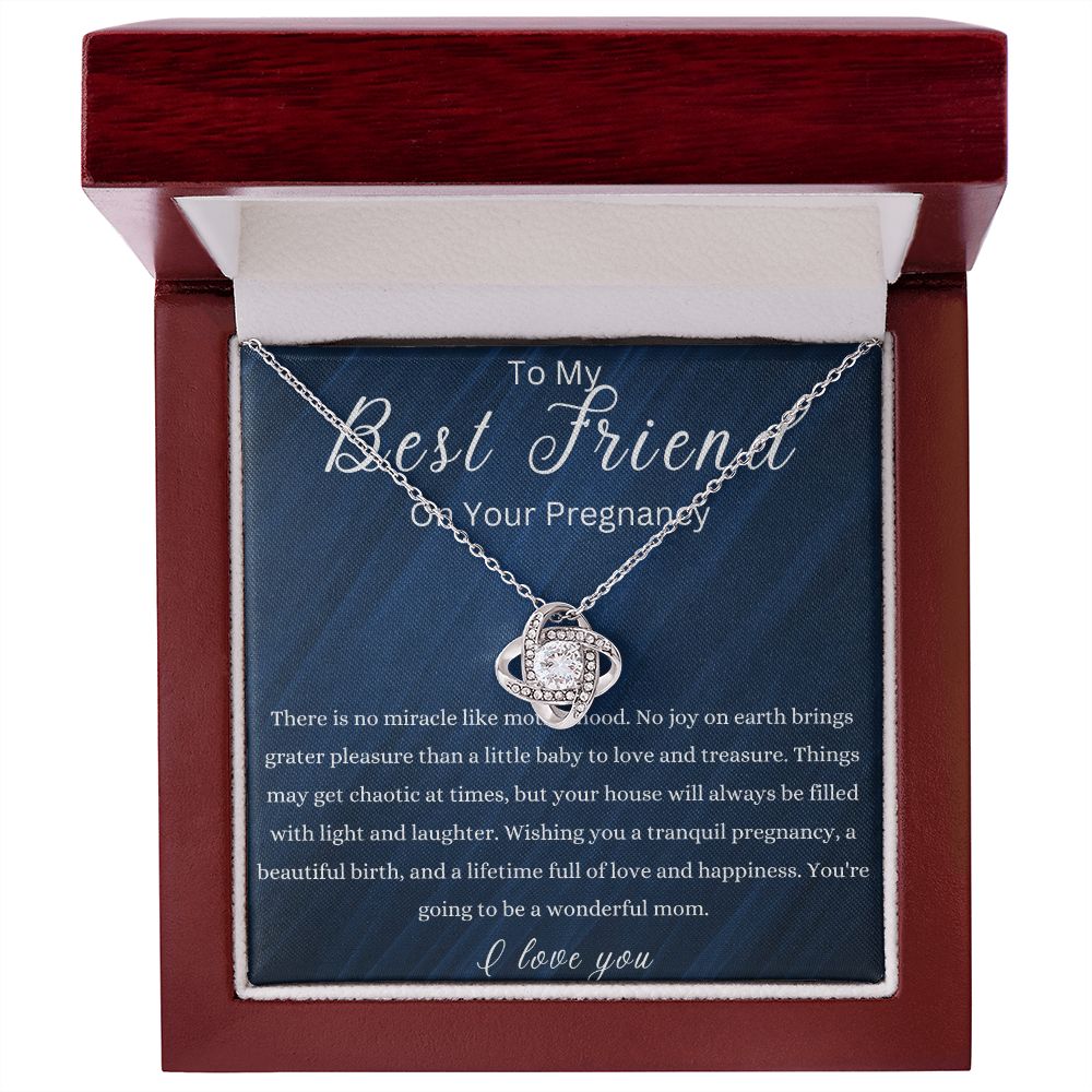 Best Friend Baby Shower Gift, Best Friend Pregnancy Gift, Pregnant Friend Gift Necklace, Love Knot Gift Necklace, BFF Baby Shower Party Gift