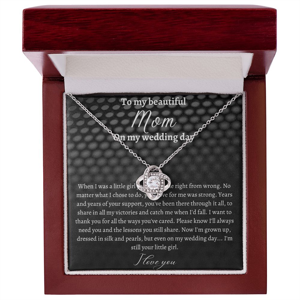 To My Mom On My Wedding Day, Gift From Bride, Gift From Daughter, Wedding Day Gift Necklace For Mom, Love Knot Necklace