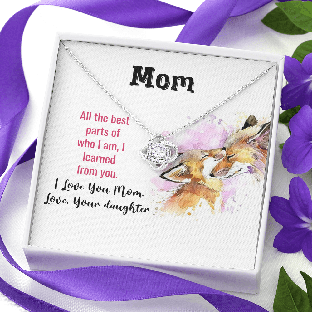 Gift Necklace From Daughter, Mothers Birthday Necklace, Love Knot Necklace, Mothers Day Gift Necklace, Love You Mom, Gift From Daughter