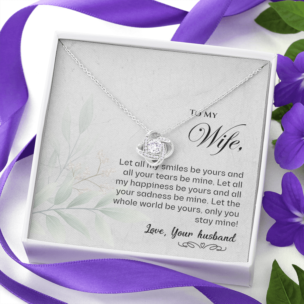 To my loving Wife, Gift Necklace For Wife, Anniversary Gift Necklace For Wife, Birthday Gift Necklace For Wife, Gift From Husband, Love Knot Gift Necklace