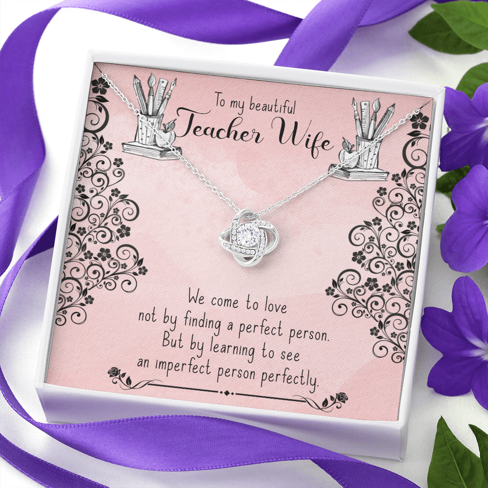 To My Beautiful Teacher Wife, Gift Necklace, Teacher Wife Birthday Gift Necklace, Teacher Wife Anniversary Gift Necklace