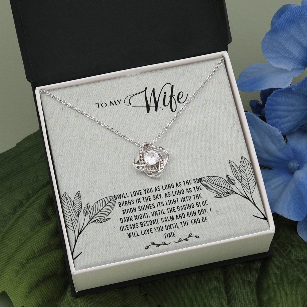 I Love My Wife, Wife Gift Necklace, Wife Birthday Gift Necklace, Wife Anniversary Gift necklace, Love Knot Gift Necklace From Husband