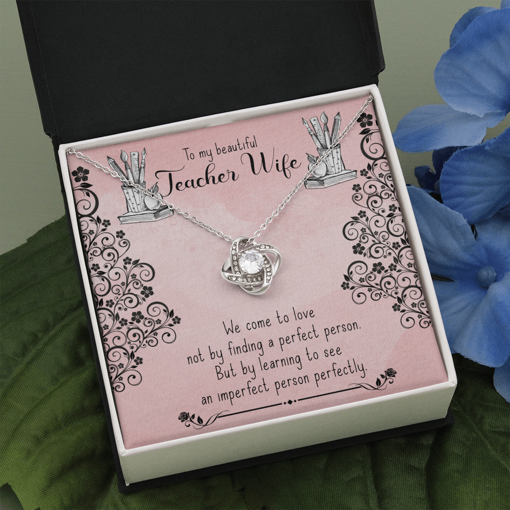 To My Beautiful Teacher Wife, Gift Necklace, Teacher Wife Birthday Gift Necklace, Teacher Wife Anniversary Gift Necklace