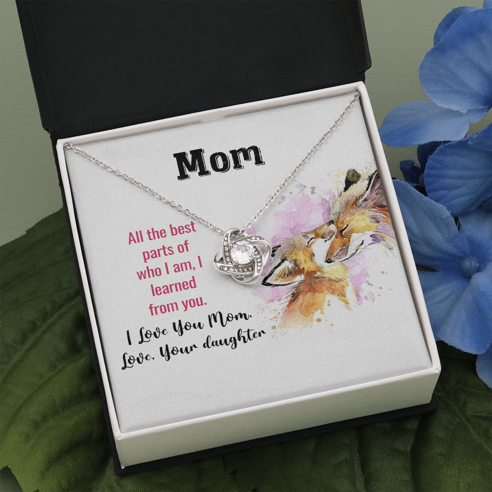 Gift Necklace From Daughter, Mothers Birthday Necklace, Love Knot Necklace, Mothers Day Gift Necklace, Love You Mom, Gift From Daughter