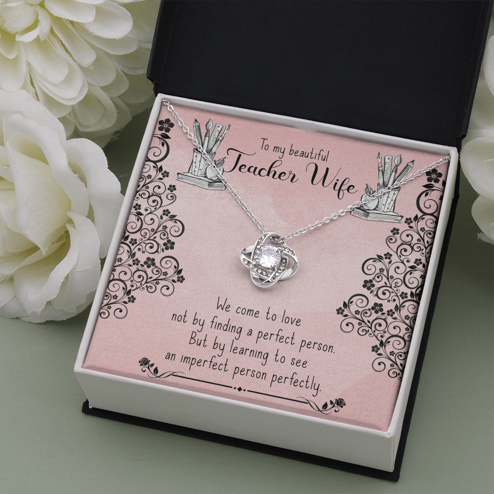 To My Beautiful Teacher Wife, Gift Necklace, Teacher Wife Birthday Gift Necklace, Teacher Wife Anniversary Gift Necklace