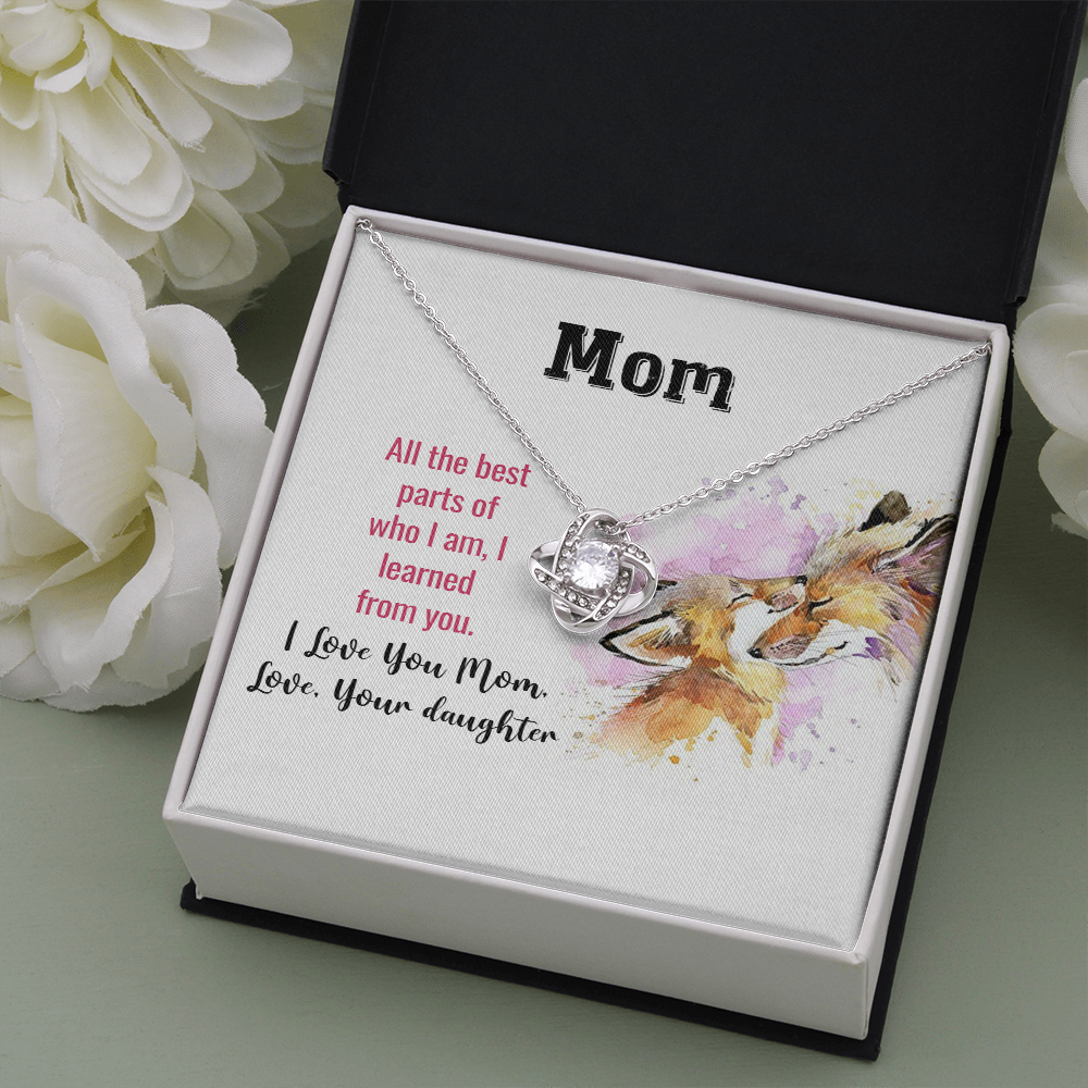 Gift Necklace From Daughter, Mothers Birthday Necklace, Love Knot Necklace, Mothers Day Gift Necklace, Love You Mom, Gift From Daughter