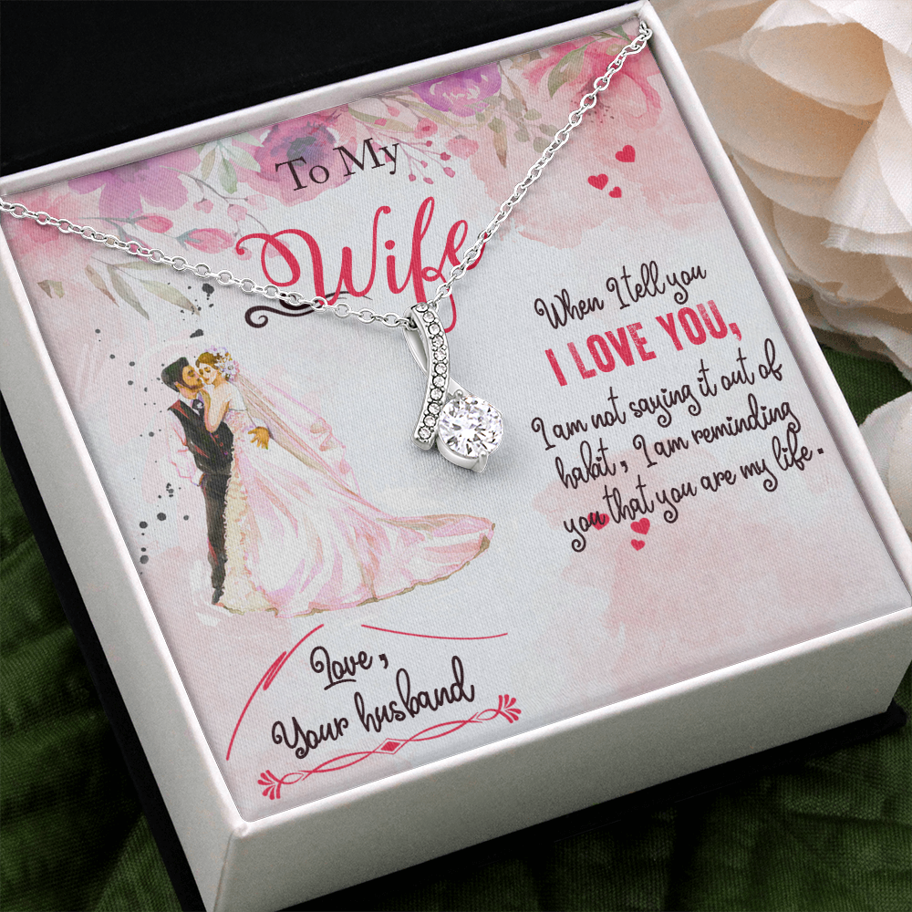 Love My Wife Gift Necklace, Wife Anniversary Gift Necklace, Wife Birthday Gift Necklace, Loving Gift From Husband To Wife