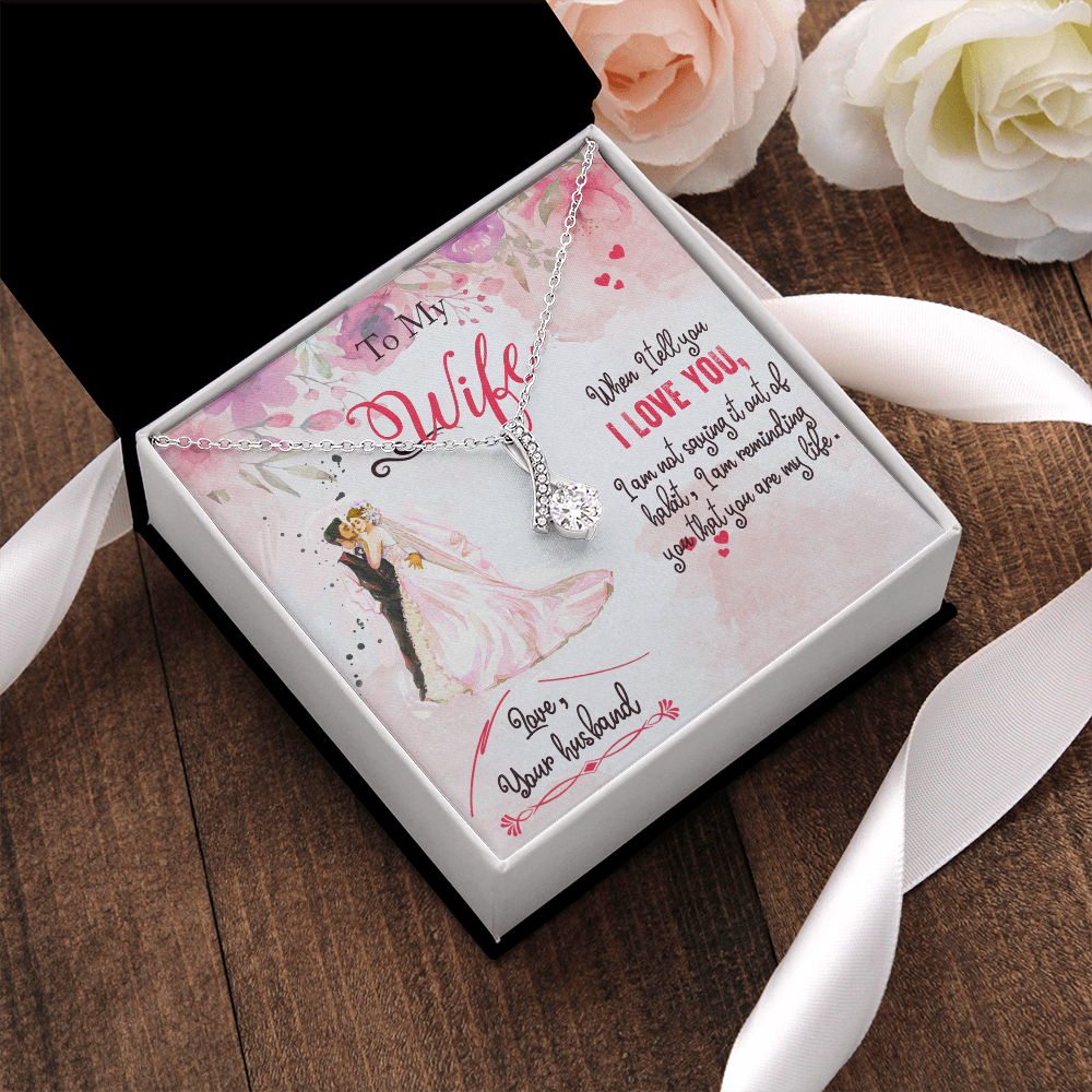 Love My Wife Gift Necklace, Wife Anniversary Gift Necklace, Wife Birthday Gift Necklace, Loving Gift From Husband To Wife