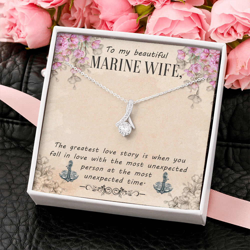 Gift Necklace For Marine Wife, Birthday Gift Necklace For Marine Wife, Anniversary Gift Necklace For Marine Wife From Husband