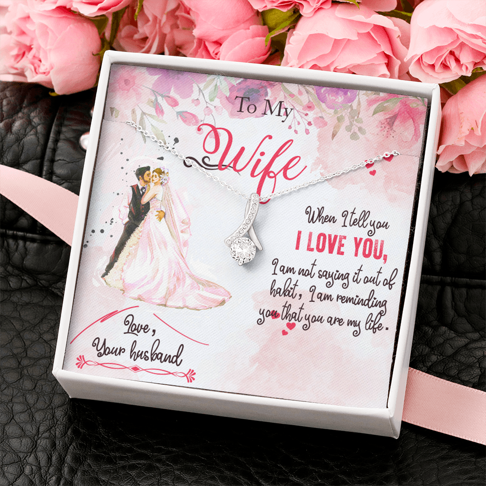 Love My Wife Gift Necklace, Wife Anniversary Gift Necklace, Wife Birthday Gift Necklace, Loving Gift From Husband To Wife