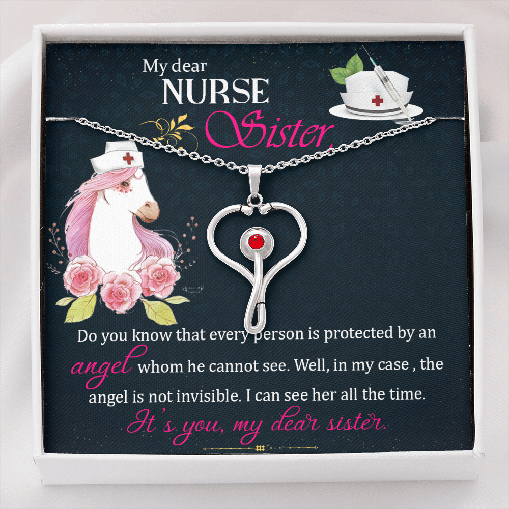 To My Dear Nurse Sister Gift Necklace, Gift Necklace For Sister, Gift From Brother, Sister, Birthday Gift Necklace For Nurse Sister