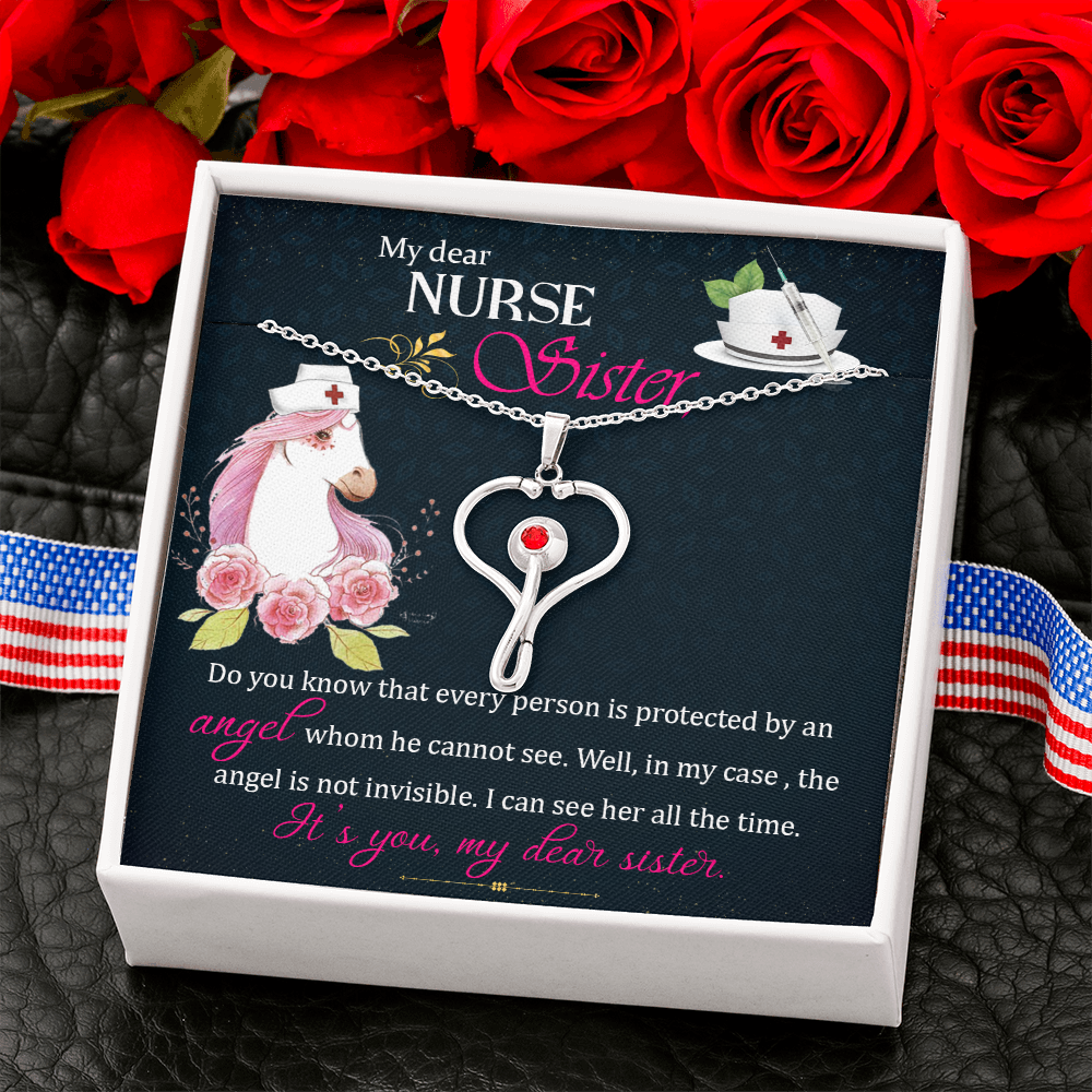 To My Dear Nurse Sister Gift Necklace, Gift Necklace For Sister, Gift From Brother, Sister, Birthday Gift Necklace For Nurse Sister