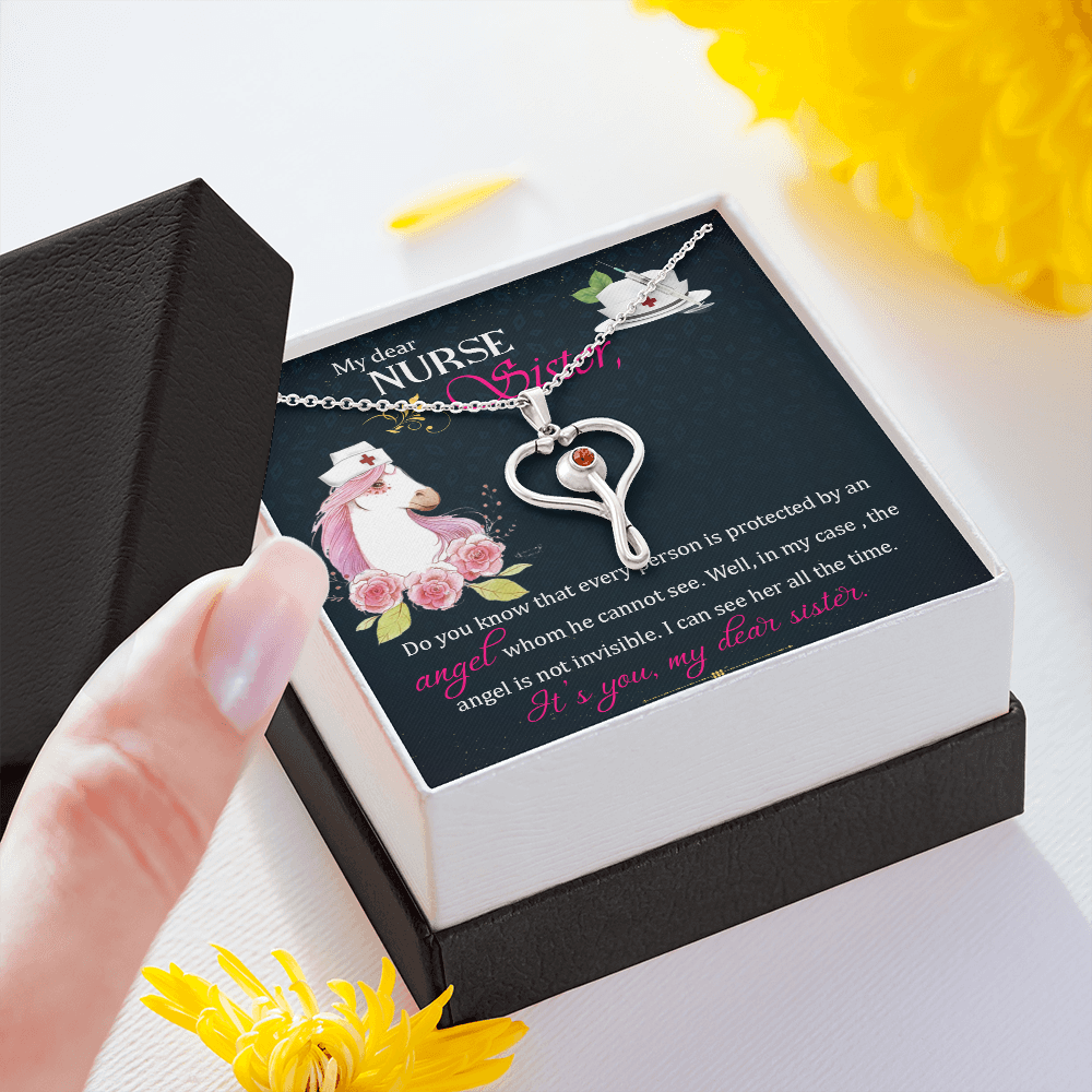 To My Dear Nurse Sister Gift Necklace, Gift Necklace For Sister, Gift From Brother, Sister, Birthday Gift Necklace For Nurse Sister