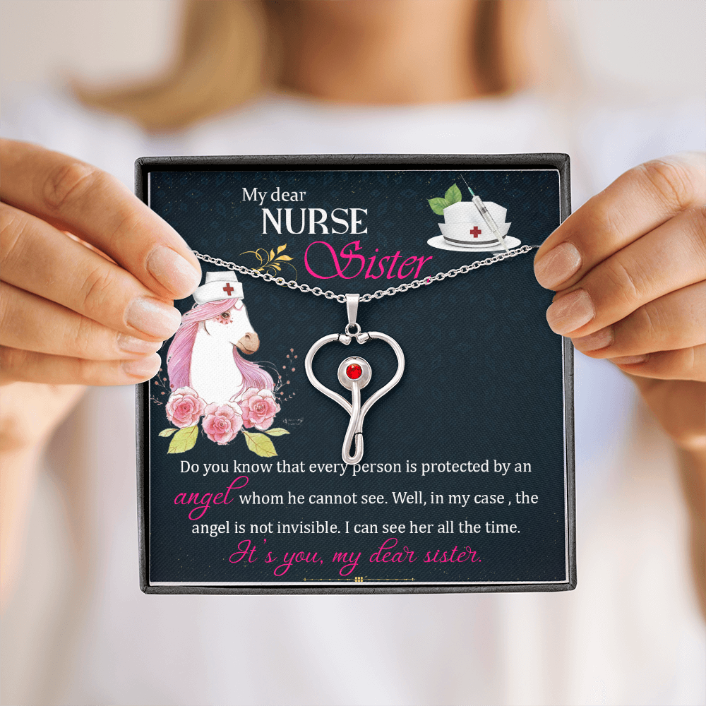 To My Dear Nurse Sister Gift Necklace, Gift Necklace For Sister, Gift From Brother, Sister, Birthday Gift Necklace For Nurse Sister