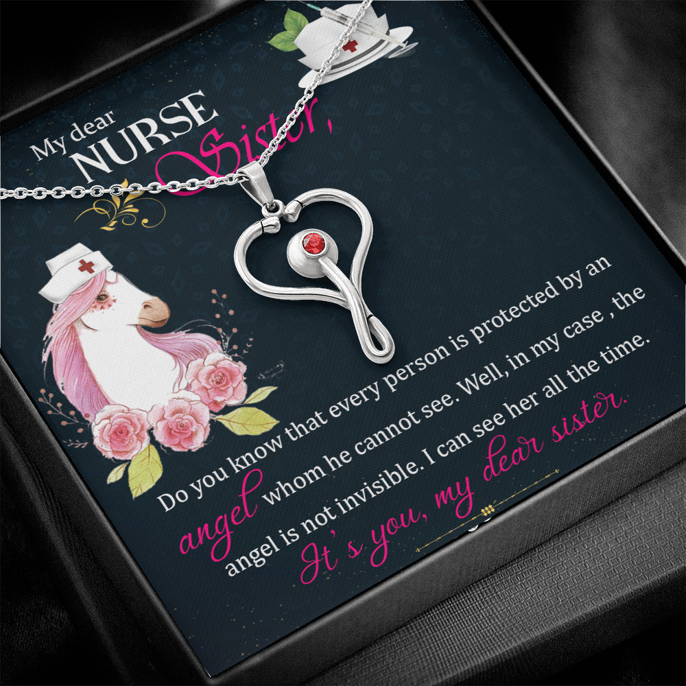 To My Dear Nurse Sister Gift Necklace, Gift Necklace For Sister, Gift From Brother, Sister, Birthday Gift Necklace For Nurse Sister