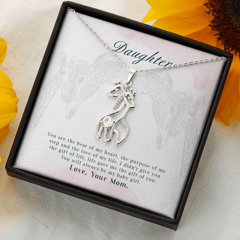 You Are The Beat Of My Heart, Birthday Gift Necklace For Daughter, Appreciation Gift Necklace For Daughter, Gift Necklace From Mother, Giraffe Necklace