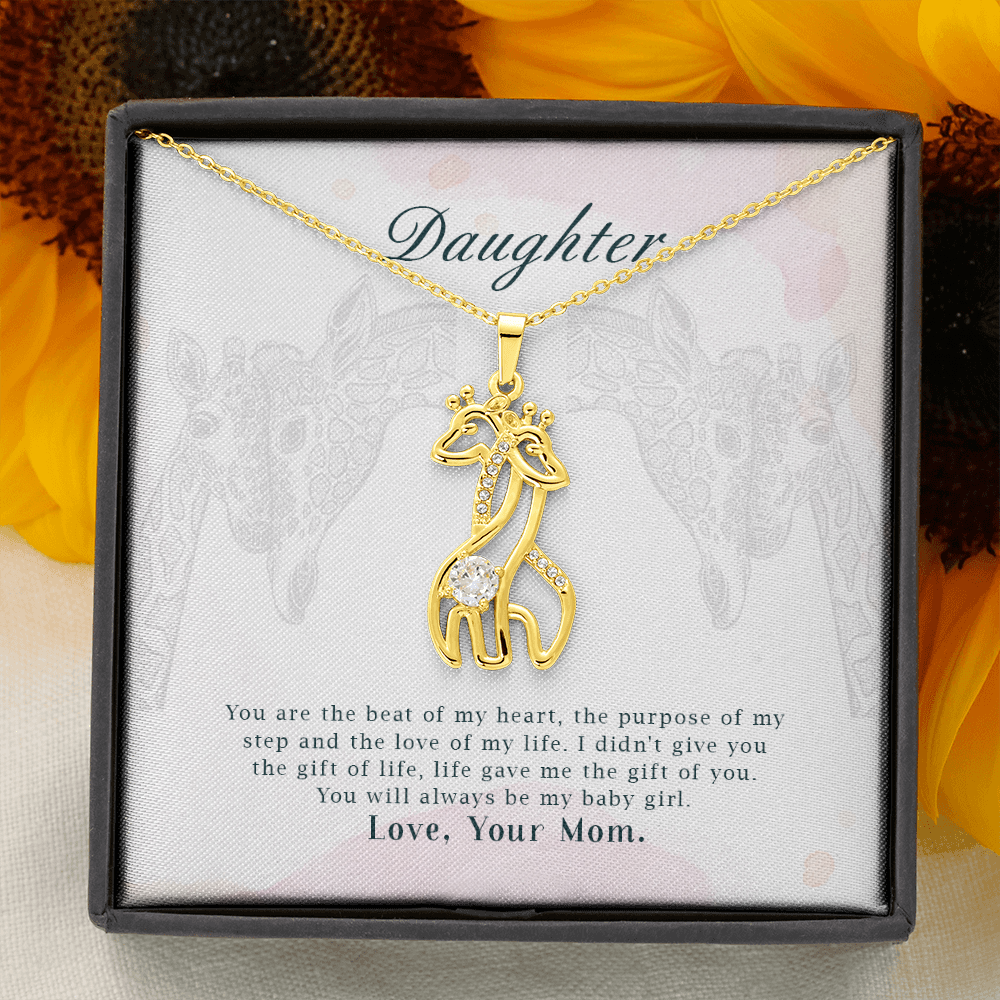 You Are The Beat Of My Heart, Birthday Gift Necklace For Daughter, Appreciation Gift Necklace For Daughter, Gift Necklace From Mother, Giraffe Necklace
