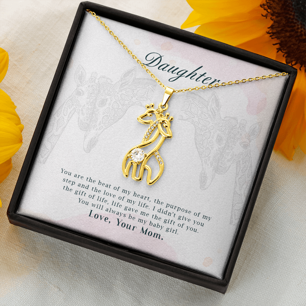 You Are The Beat Of My Heart, Birthday Gift Necklace For Daughter, Appreciation Gift Necklace For Daughter, Gift Necklace From Mother, Giraffe Necklace