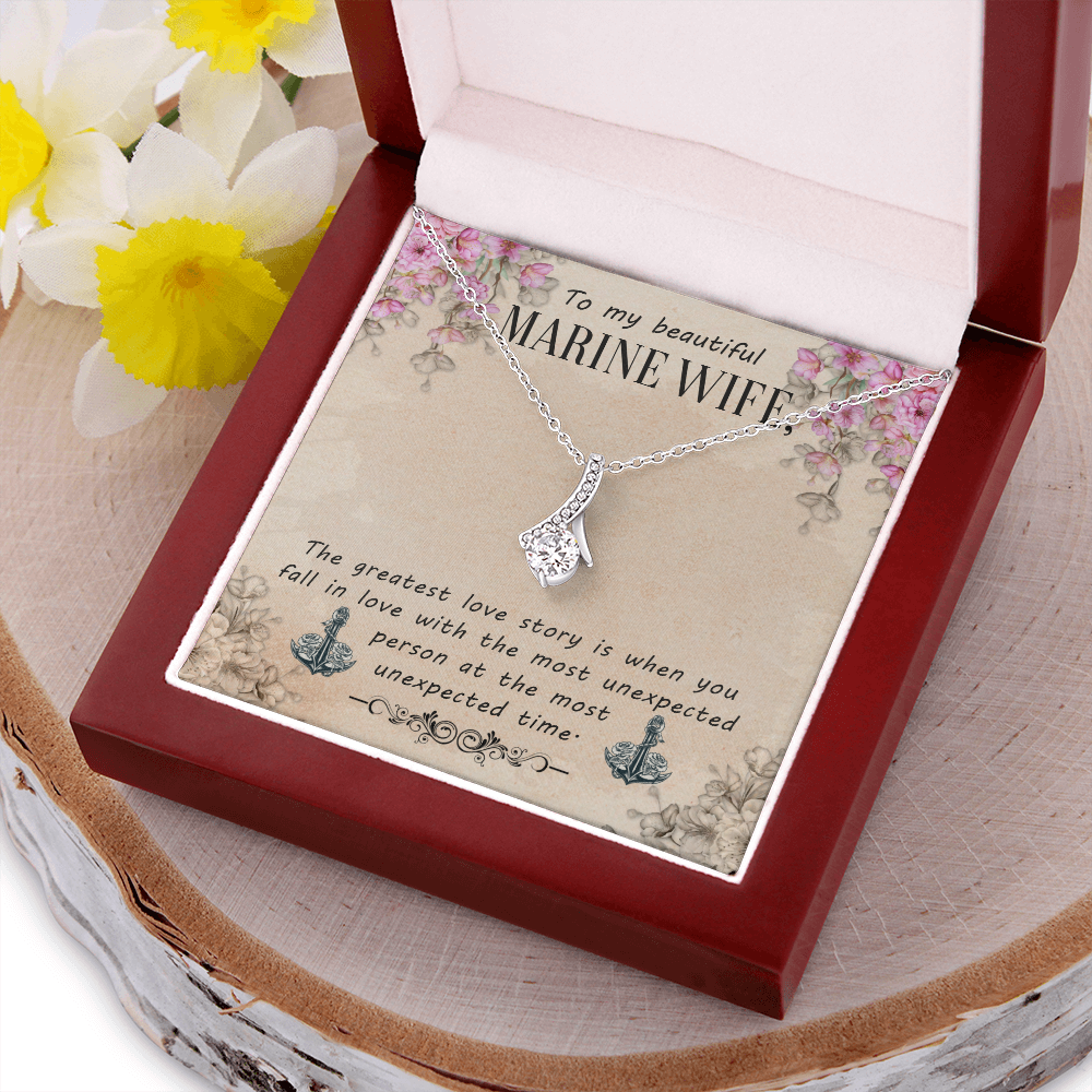 Gift Necklace For Marine Wife, Birthday Gift Necklace For Marine Wife, Anniversary Gift Necklace For Marine Wife From Husband