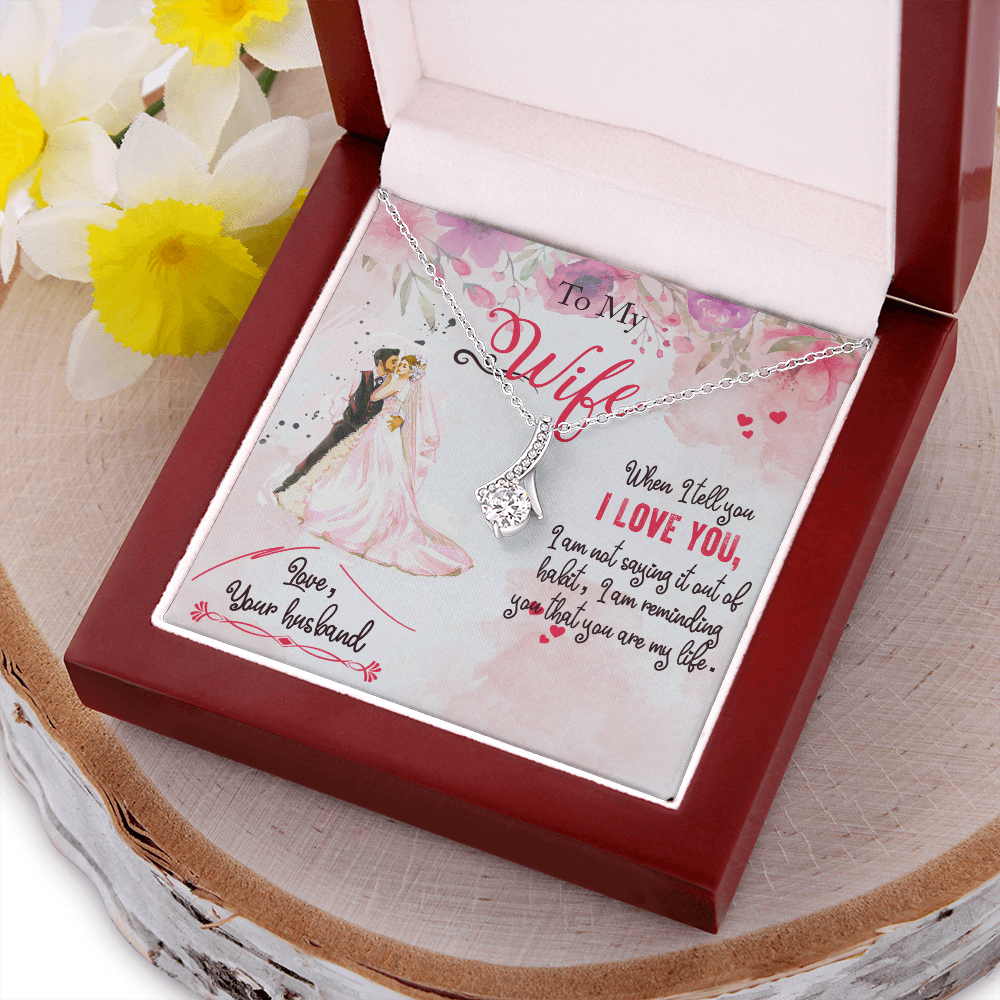Love My Wife Gift Necklace, Wife Anniversary Gift Necklace, Wife Birthday Gift Necklace, Loving Gift From Husband To Wife