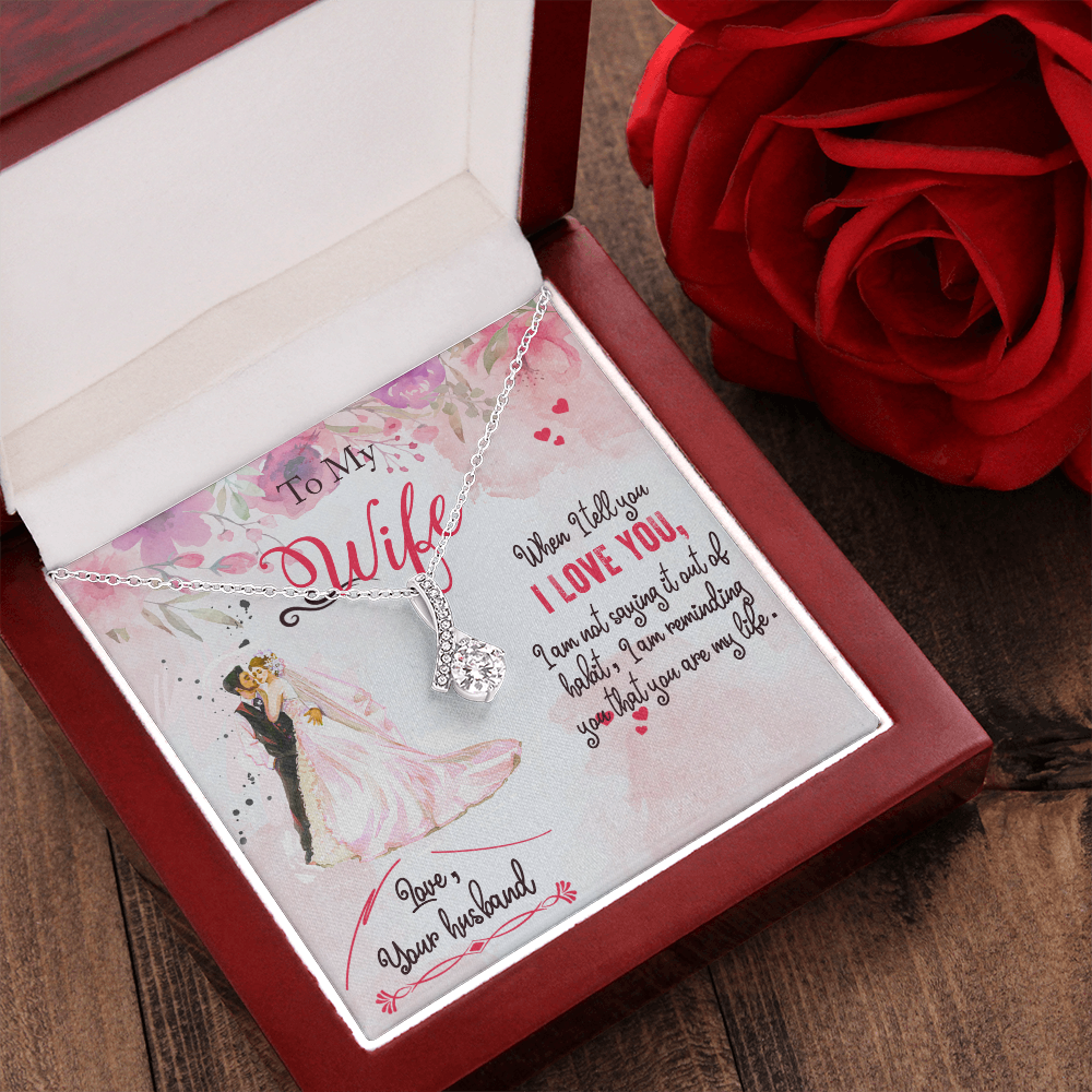 Love My Wife Gift Necklace, Wife Anniversary Gift Necklace, Wife Birthday Gift Necklace, Loving Gift From Husband To Wife