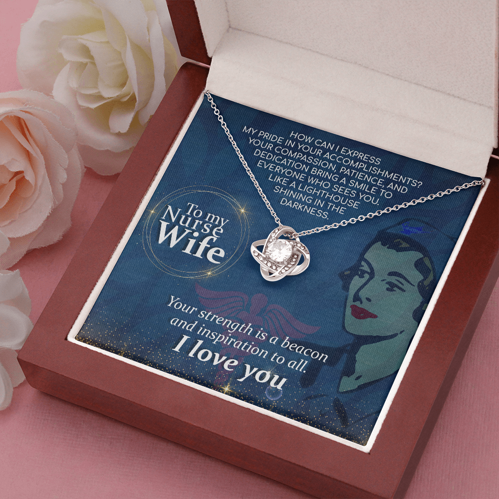 To My Nurse Wife Gift Necklace, Gift From Husband, Love Knot Necklace, Birthday Gift Necklace For Nurse Wife, Anniversary Gift For Nurse Wife