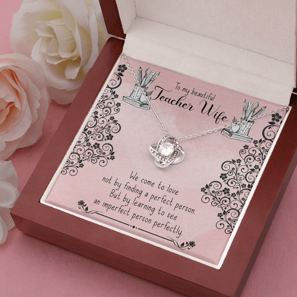 To My Beautiful Teacher Wife, Gift Necklace, Teacher Wife Birthday Gift Necklace, Teacher Wife Anniversary Gift Necklace