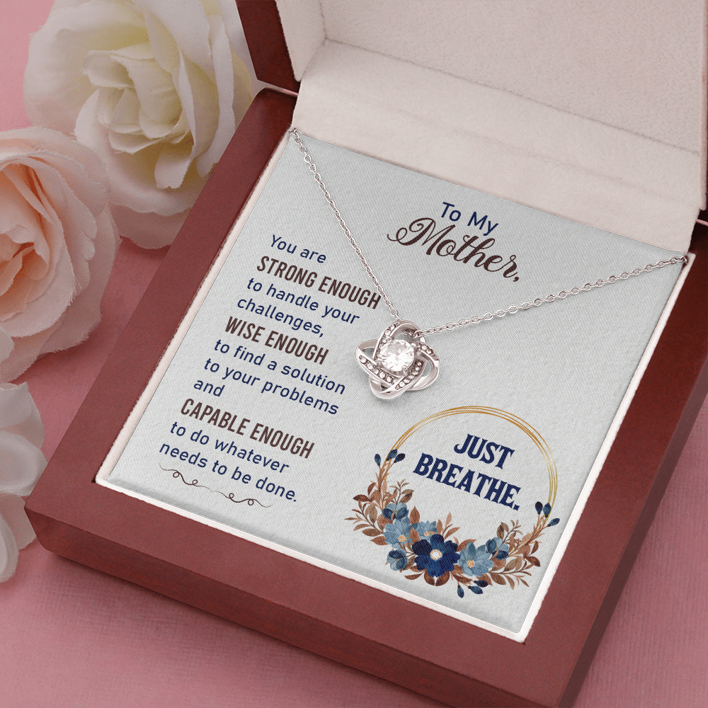 To My Strong Mom, Mothers Gift Necklace, Mothers Day Gift Necklace, Love Knot Gift Necklace, Birthday Gift Necklace For Mother