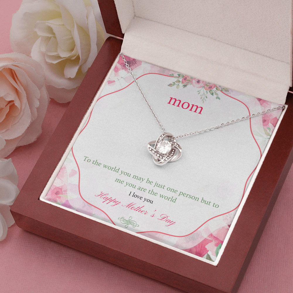 Mothers Day Gift Necklace, You Are My World Mom, Moms Gift Necklace, Gift From Son, Daughter, Love Knot Necklace Gift Necklace