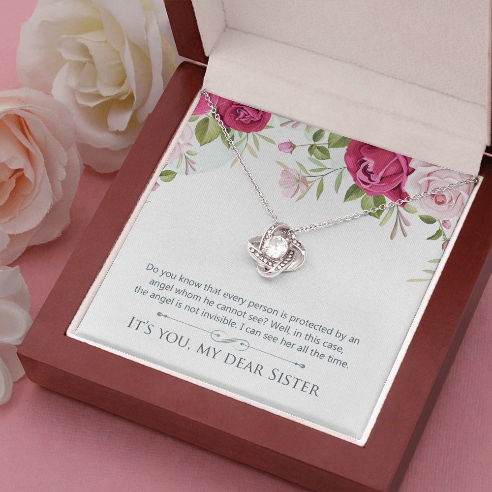 Dear Sister Gift Necklace, Gift Necklace For Sister, Birthday Gift Necklace For Sister, Love Knot Gift Necklace From Sister, Brother