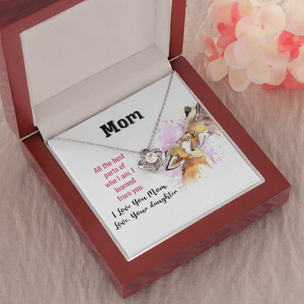 Gift Necklace From Daughter, Mothers Birthday Necklace, Love Knot Necklace, Mothers Day Gift Necklace, Love You Mom, Gift From Daughter