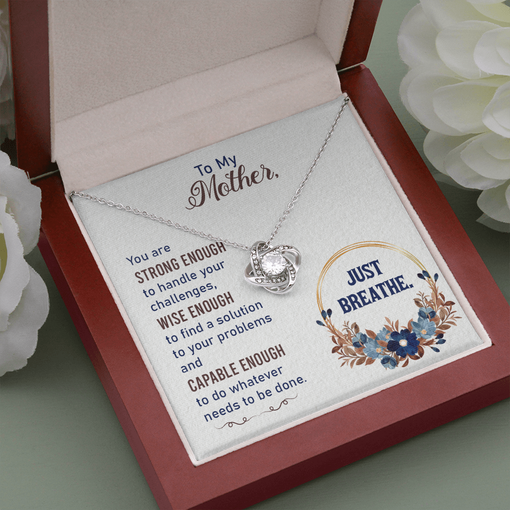 To My Strong Mom, Mothers Gift Necklace, Mothers Day Gift Necklace, Love Knot Gift Necklace, Birthday Gift Necklace For Mother