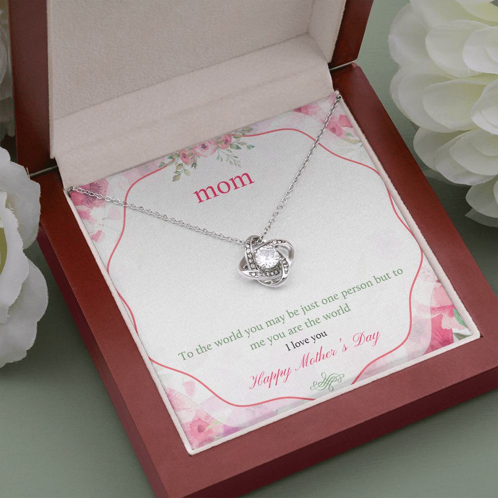 Mothers Day Gift Necklace, You Are My World Mom, Moms Gift Necklace, Gift From Son, Daughter, Love Knot Necklace Gift Necklace