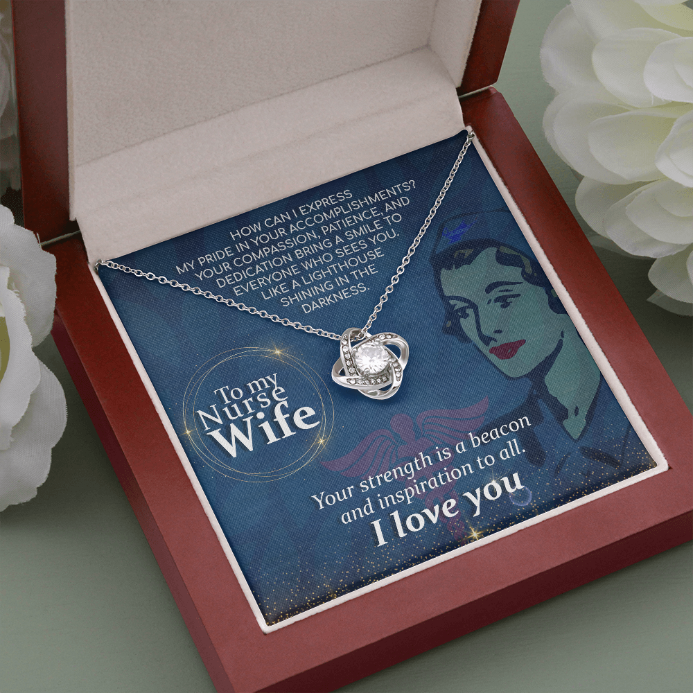To My Nurse Wife Gift Necklace, Gift From Husband, Love Knot Necklace, Birthday Gift Necklace For Nurse Wife, Anniversary Gift For Nurse Wife