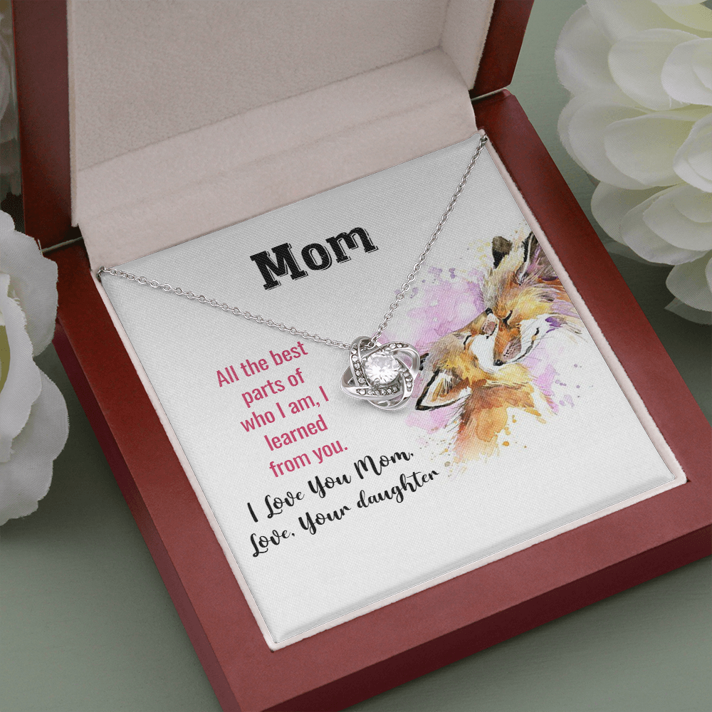 Gift Necklace From Daughter, Mothers Birthday Necklace, Love Knot Necklace, Mothers Day Gift Necklace, Love You Mom, Gift From Daughter