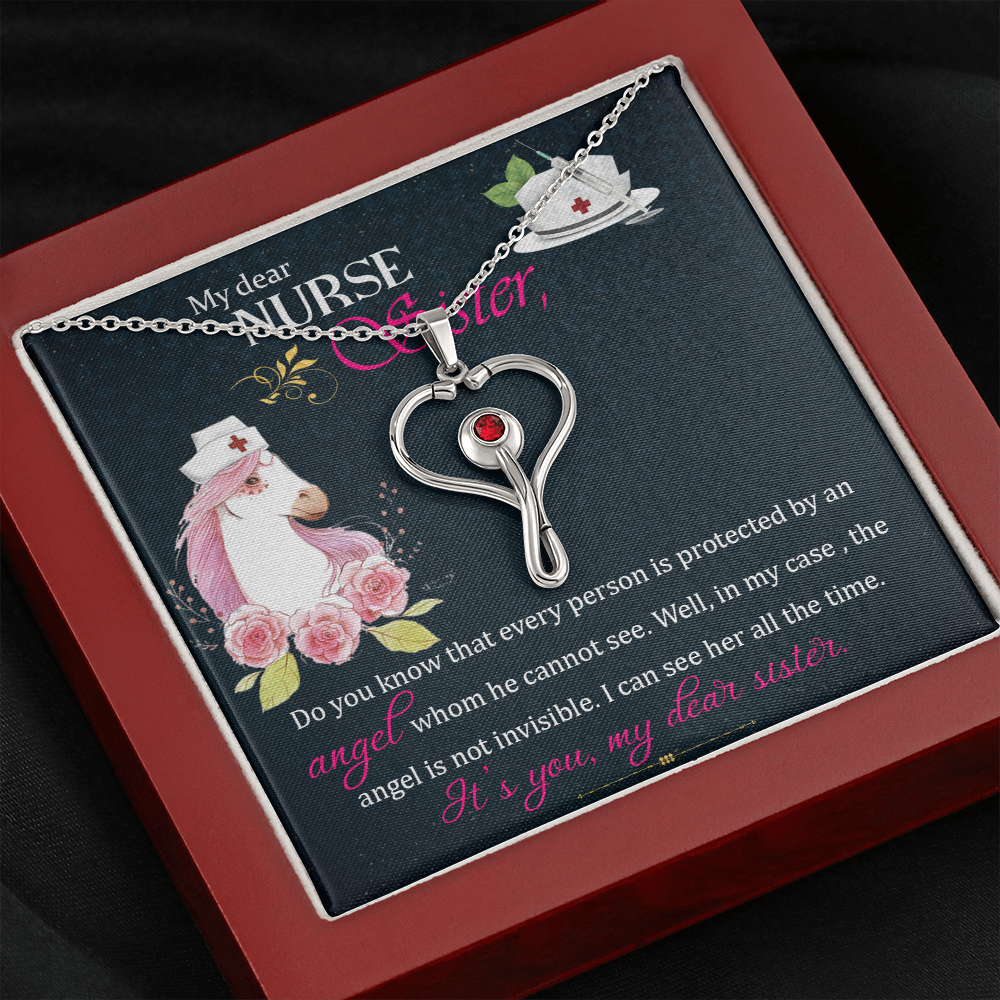 To My Dear Nurse Sister Gift Necklace, Gift Necklace For Sister, Gift From Brother, Sister, Birthday Gift Necklace For Nurse Sister