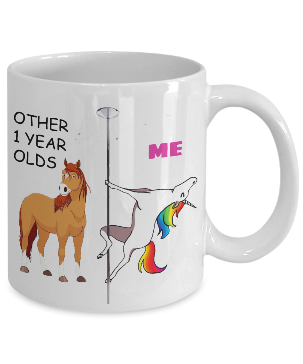 1st Birthday Gift for Women - Other 1 Year Olds Me Unicorn Coffee Mug - Funny White Porcelain Coffee 11 oz for Grandma, Mom, Sister, Best Friend, Women, Her - Born In 2019