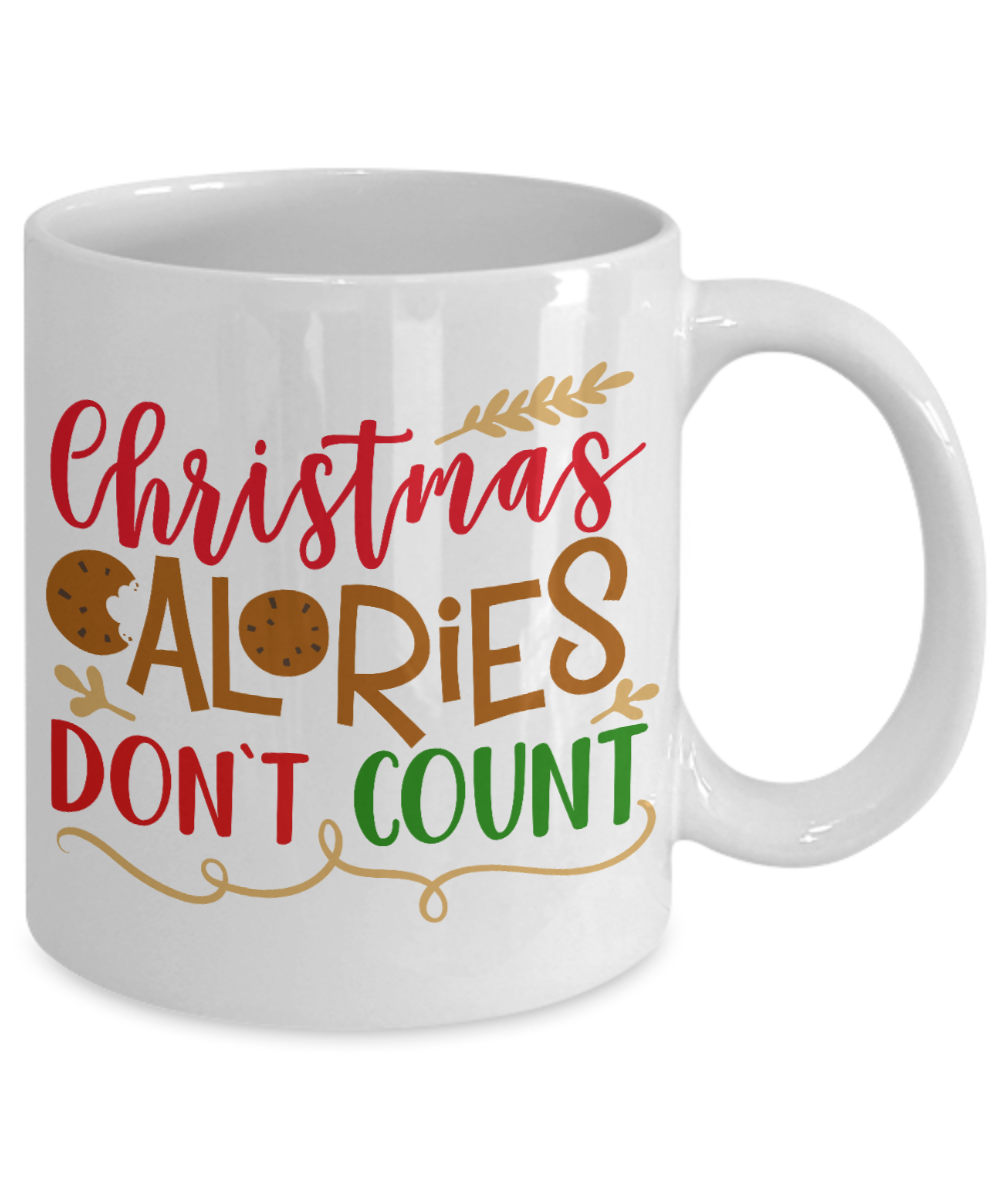 Nightnare before christmas mug - Christmas Calories Don't Count - Funny Christmas Gift Mugs, Christmas Gifts for family Ceramic Cup White, Funny Mugs Gift Ideas 11 Oz