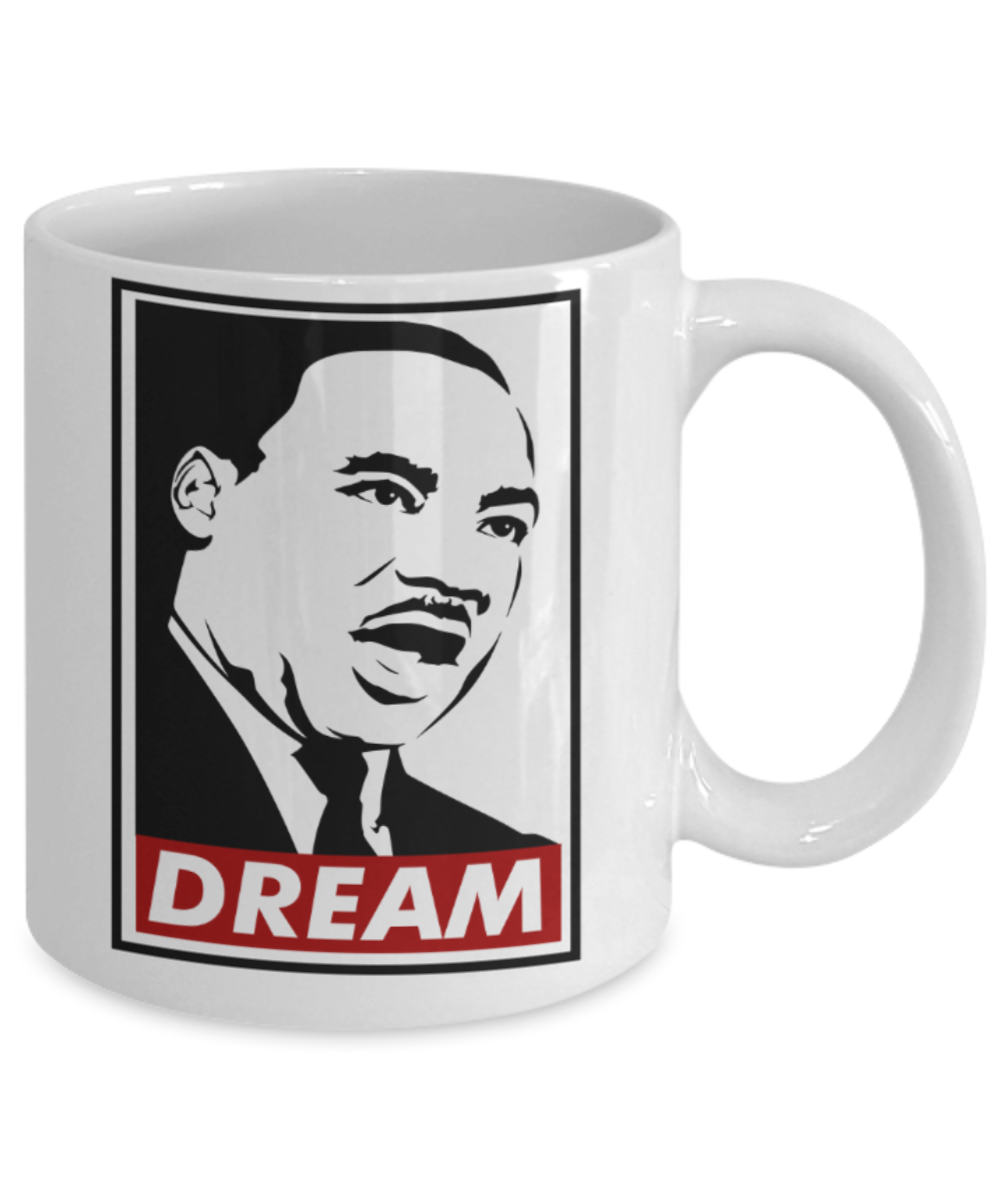 Martin luther king mugshot Dream - Funny White Porcelain Coffee Mug Cute Ceramic Cup 11 oz